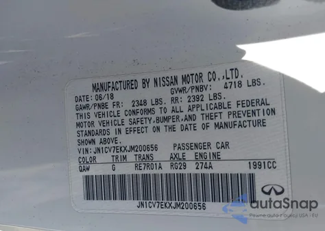 2018 Infiniti Q60 2.0T Pure z USA, uszkodzony, nr VIN JN1CV7EKXJM200656